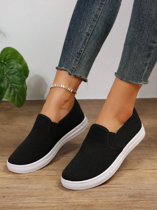 Women's Casual Slip On Sneakers, Simple Design