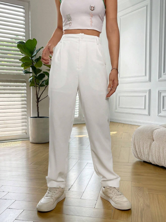 EZwear Solid Straight Leg Pants