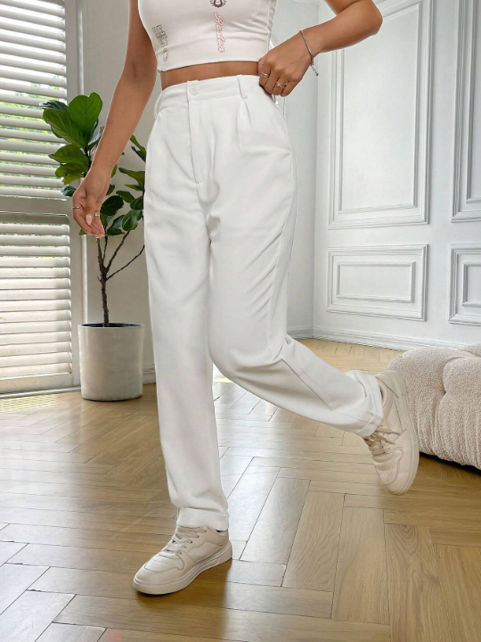 EZwear Solid Straight Leg Pants