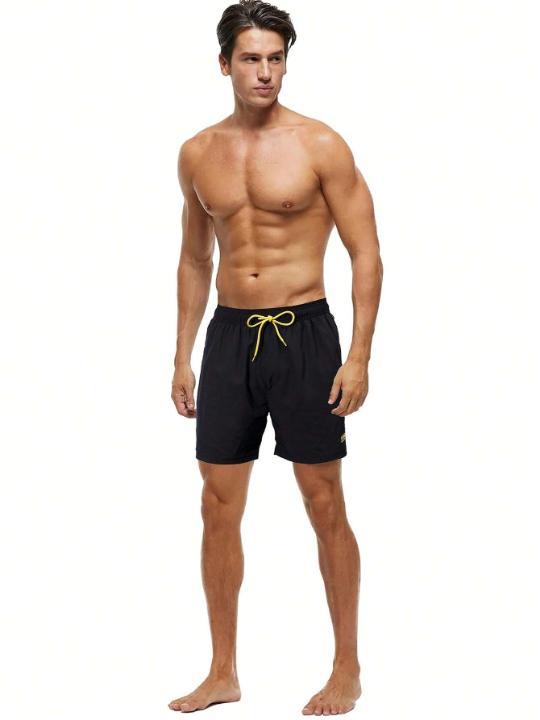 Manfinity Swimmode Men Two Tone Drawstring Waist 2 in 1 Swim Trunks