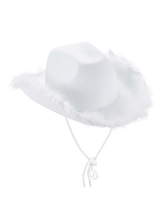 1pc Solid Color Faux Fur Western Cowboy Hat, Suitable For Parties And Festivals Party