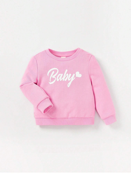 Cozy Cub Newborn Baby Girls' Basic Solid Knit Soft Casual Sweatshirt And Pants Two-Piece Set