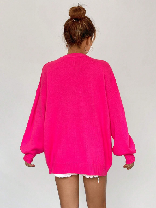 Qutie Solid Drop Shoulder Sweater