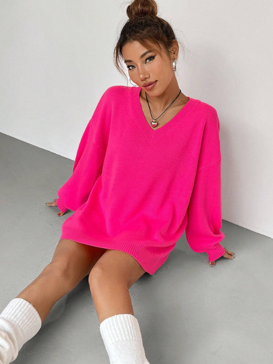 Qutie Solid Drop Shoulder Sweater