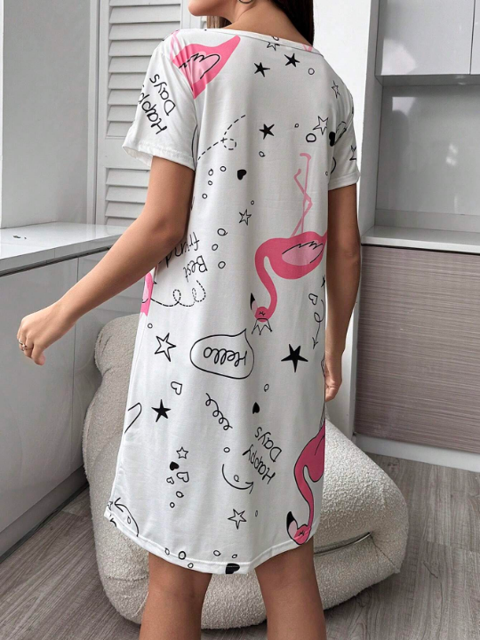 Cartoon & Letter Graphic Nightdress