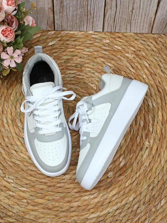 Color Block Casual Student Canvas Shoes, Comfortable And Versatile For Summer