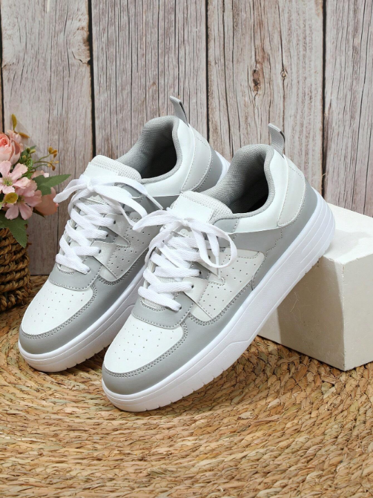 Color Block Casual Student Canvas Shoes, Comfortable And Versatile For Summer