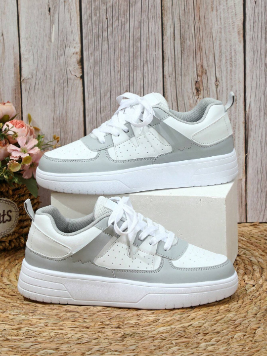 Color Block Casual Student Canvas Shoes, Comfortable And Versatile For Summer