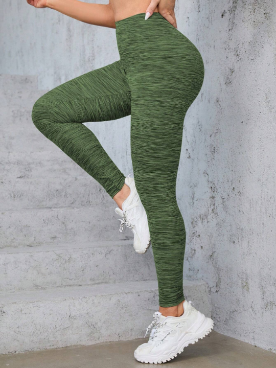 Yoga Trendy Space Dye Wideband Waist Sports Leggings