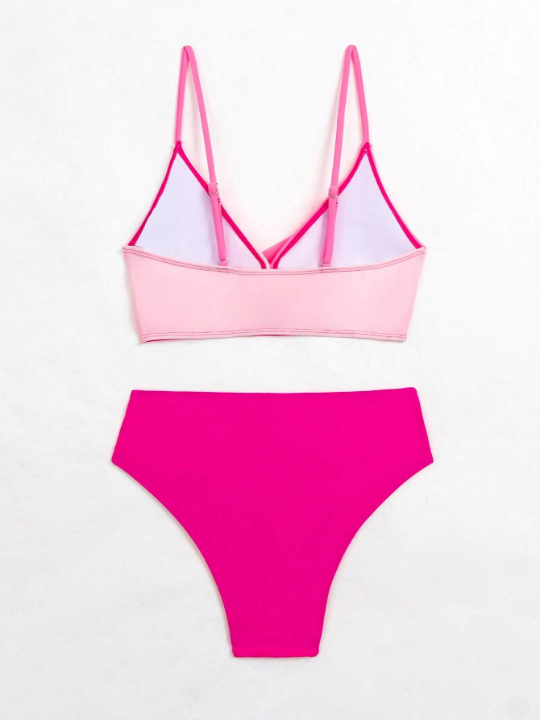 Swim Vcay Color Block Wrap Bikini Swimsuit