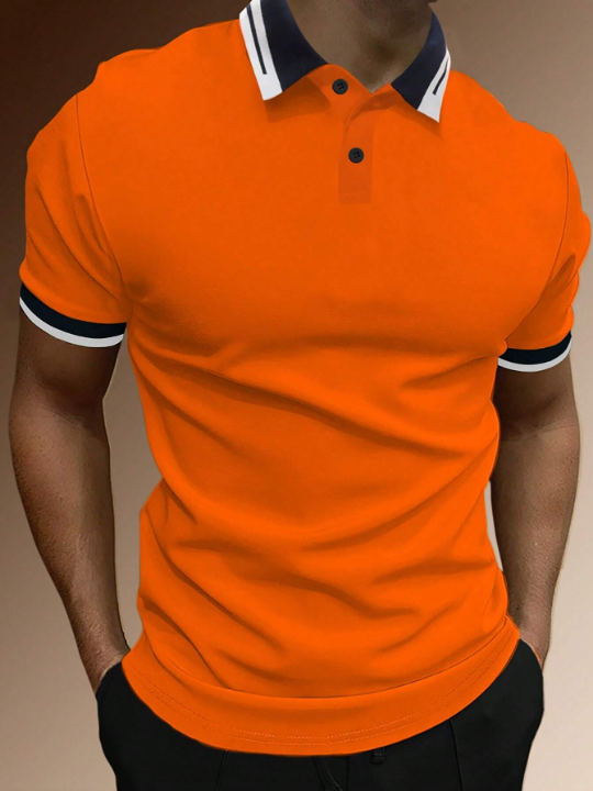 Manfinity Homme Men Contrast Trim Polo Shirt