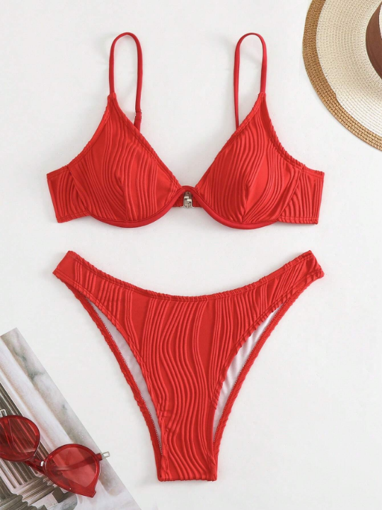 Swim Basics Plain Underwire Bikini Swimsuit