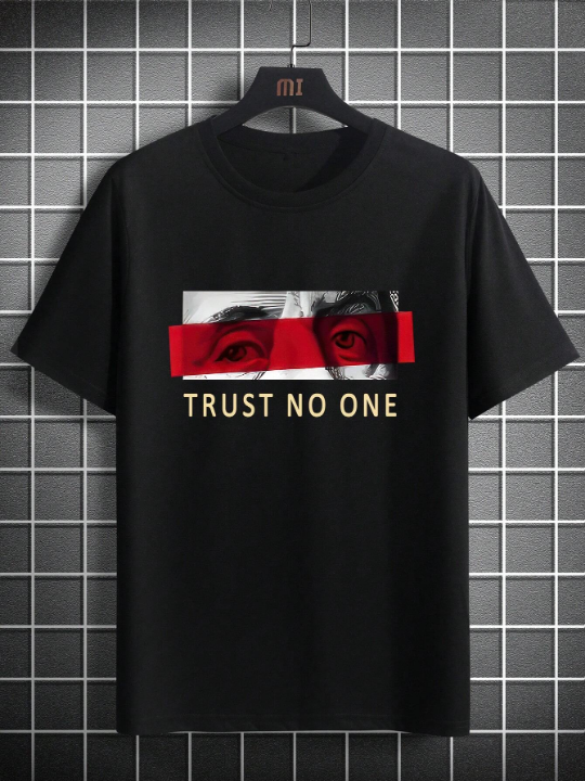 Men Figure & Slogan Graphic Tee