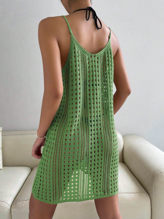 Swim Vcay Hollow Out Knitted Cover Up Dress