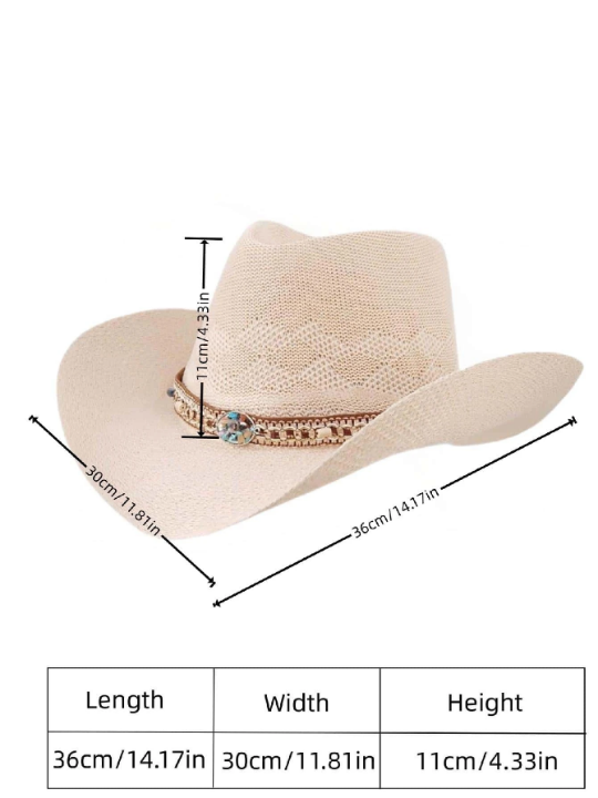 1pc Unisex Knitted Breathable Cowboy Hat With Wide Brim, Sun Protection Hat For Outdoor Activities, Travel, Group Events Boho