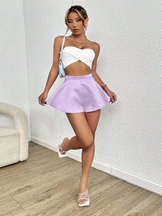 Essnce Solid Wide Leg Shorts