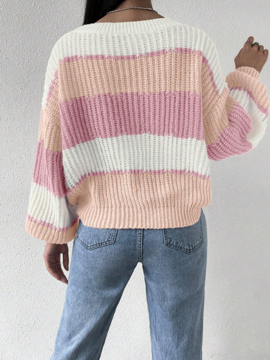 Essnce Color Block Drop Shoulder Sweater