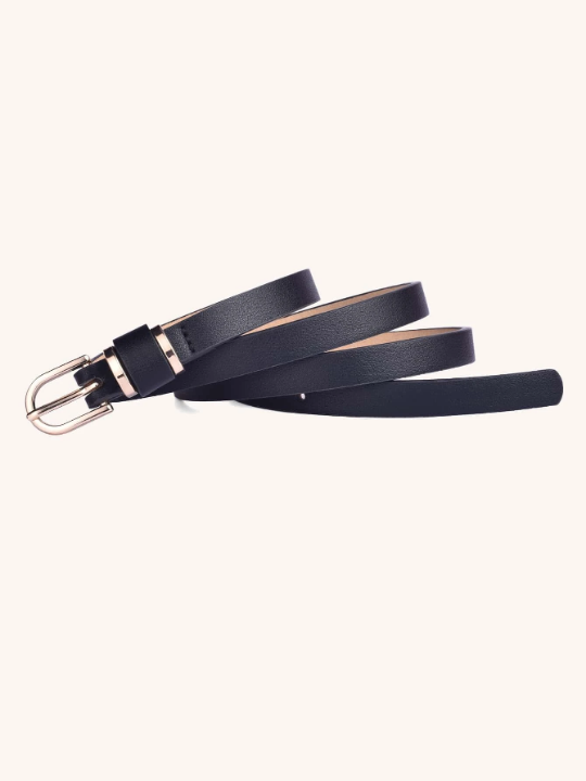 1pc Punk Simple Style Women's Slim Solid Color PU Leather Belt, Plus Size, Suitable For Daily Wear And Decoration,Jeans Pants