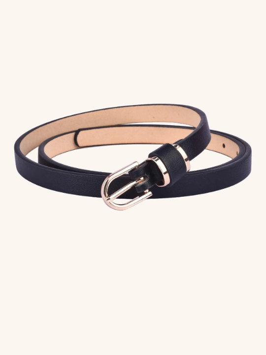 1pc Punk Simple Style Women's Slim Solid Color PU Leather Belt, Plus Size, Suitable For Daily Wear And Decoration,Jeans Pants