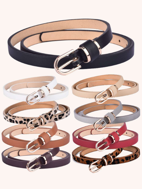 1pc Punk Simple Style Women's Slim Solid Color PU Leather Belt, Plus Size, Suitable For Daily Wear And Decoration,Jeans Pants