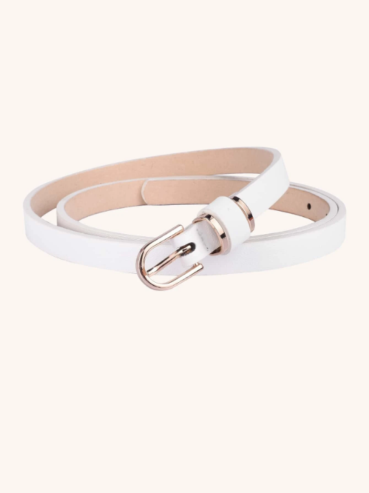 1pc Women's Tight-fitting Solid Color Leather Thin Waist Belt, Fashionable Plus Size Ladies Belt Ideal For Daily Decoration Matching