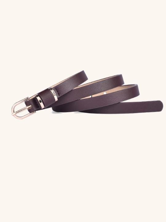 1pc Women's Tight Solid Color Leather Skinny Belt, Suitable For Everyday Decoration Matching