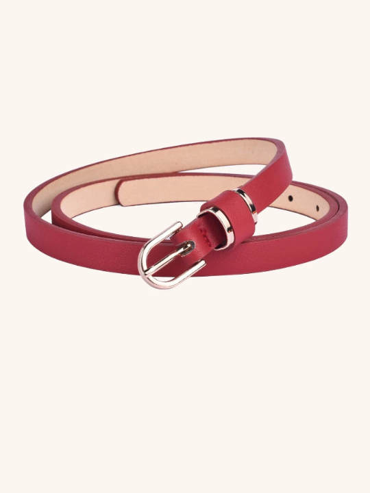 1pc Women's Slim Solid Color Leather Belt, Plus Size, Perfect For Everyday Outfits