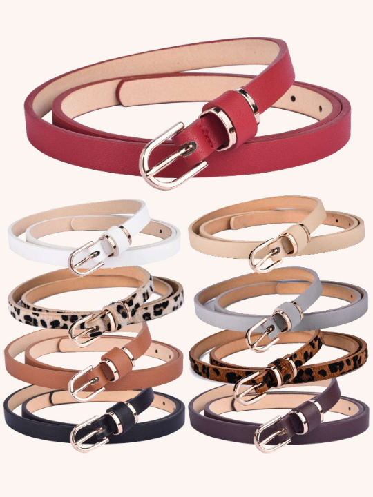 1pc Women's Slim Solid Color Leather Belt, Plus Size, Perfect For Everyday Outfits