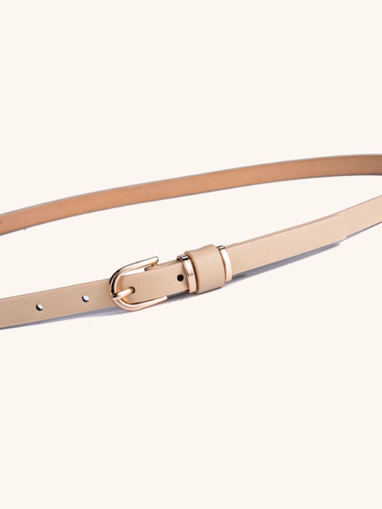 1pc Fashionable Plus Size Women's Tight Solid Color Leather Thin Waist Belt, Suitable For Daily Decoration And Matching