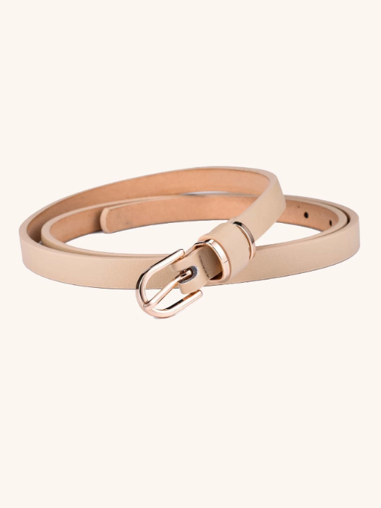 1pc Fashionable Plus Size Women's Tight Solid Color Leather Thin Waist Belt, Suitable For Daily Decoration And Matching