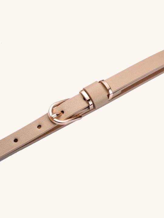 1pc Fashionable Plus Size Women's Tight Solid Color Leather Thin Waist Belt, Suitable For Daily Decoration And Matching