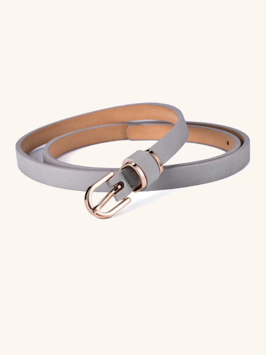 1pc Women's Solid Color Fitted Leather Belt, Plus Size, Suitable For Daily Decoration And Matching