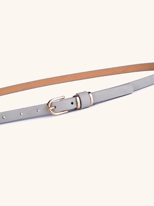 1pc Women's Solid Color Fitted Leather Belt, Plus Size, Suitable For Daily Decoration And Matching