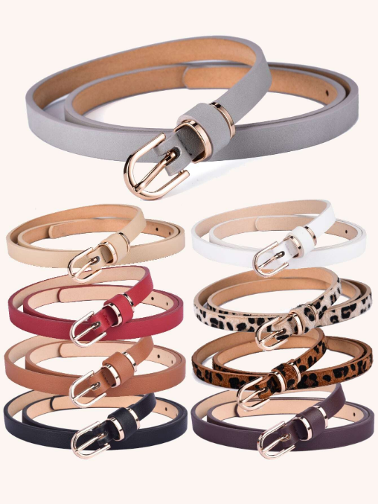 1pc Women's Solid Color Fitted Leather Belt, Plus Size, Suitable For Daily Decoration And Matching