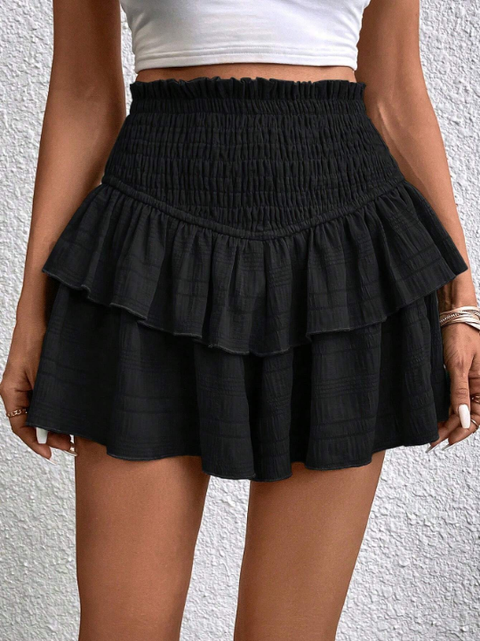 LUNE Paperbag Waist Ruffle Trim Skort