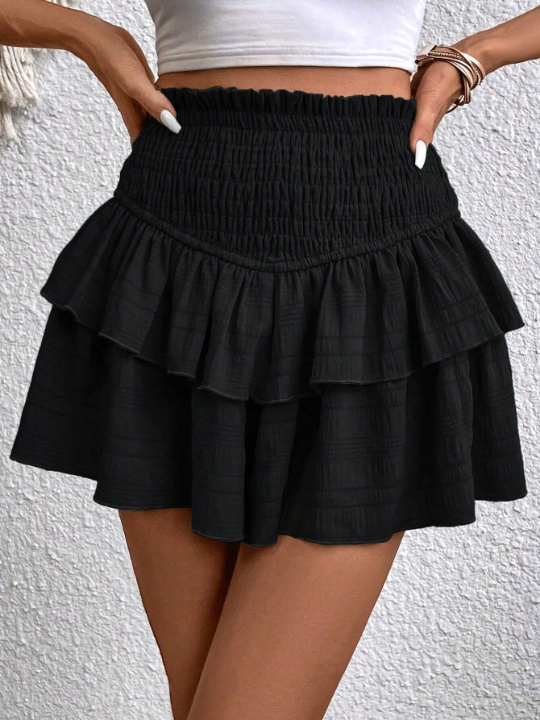 LUNE Paperbag Waist Ruffle Trim Skort