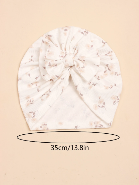 1pc Twisted Printed Bowknot Baby Turban Cap