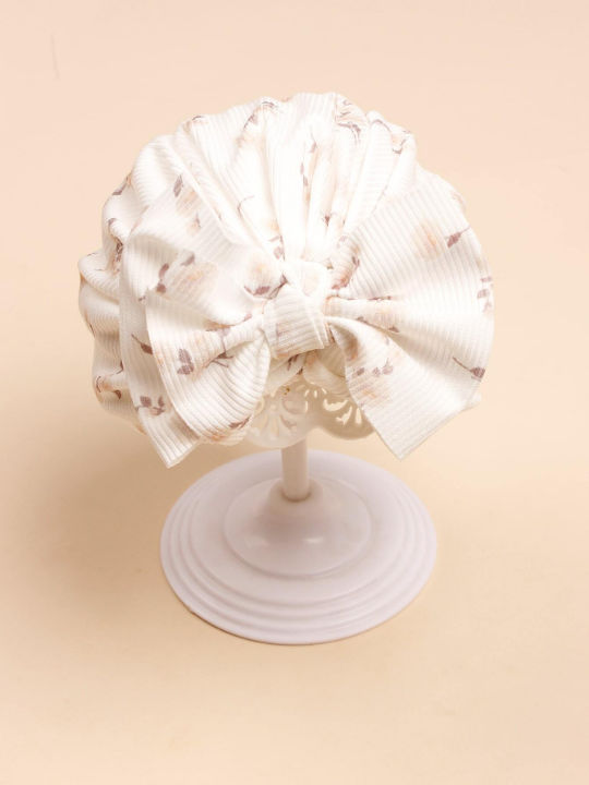 1pc Twisted Printed Bowknot Baby Turban Cap