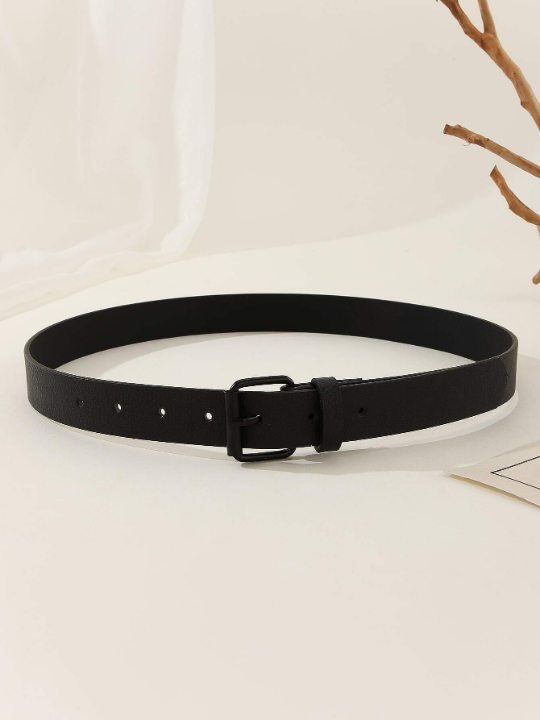 1pc Women's Black Utilitarian Dress Belt With Buckle, Fits For Daily Work And Casual Wear (Note: Belt Width 2.8cm)