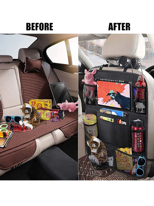 Car Back Seat Organizer Anti-kick Bag, Multi-functional Foldable Car Seat Back Storage Bag, Baby Storage Bag With Tablet Holder, Car Back Seat Protector, Foldable Hanging Bag