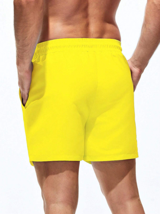 Manfinity Swimmode Men Solid Drawstring Waist Swim Trunks