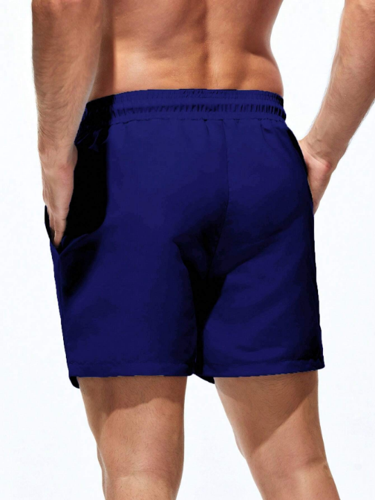 Manfinity Swimmode Men Solid Drawstring Waist Swim Trunks