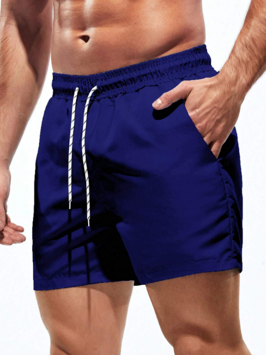 Manfinity Swimmode Men Solid Drawstring Waist Swim Trunks