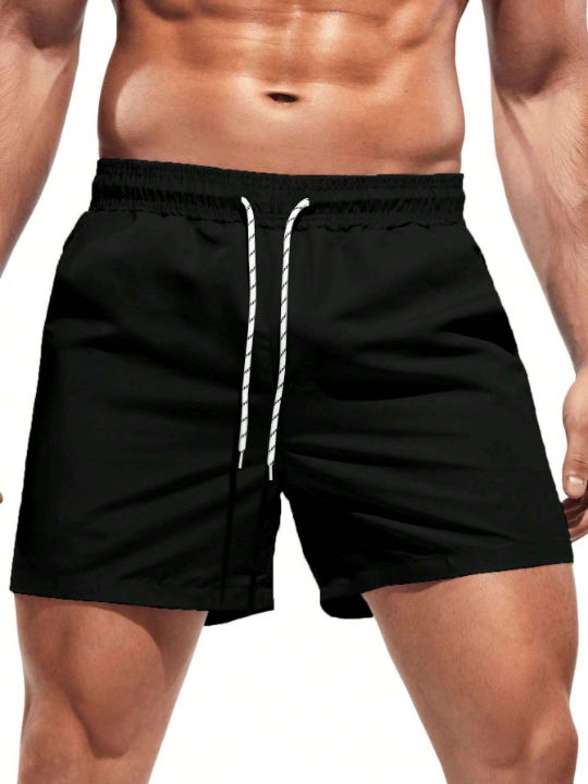 Manfinity Swimmode Men Solid Drawstring Waist Swim Trunks