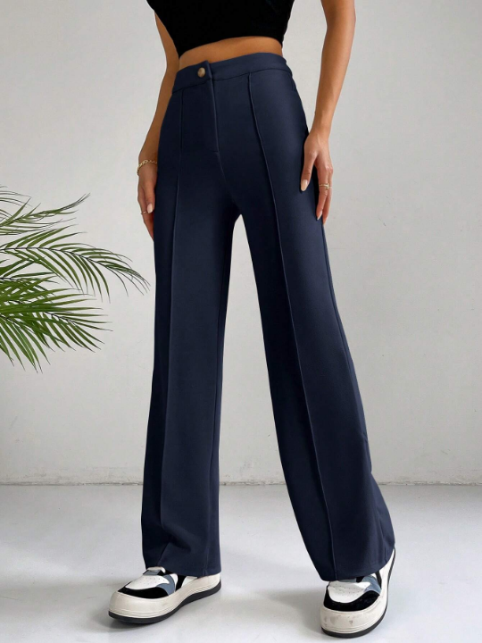 EZwear SpringSolid High Waist Flare Leg Pants