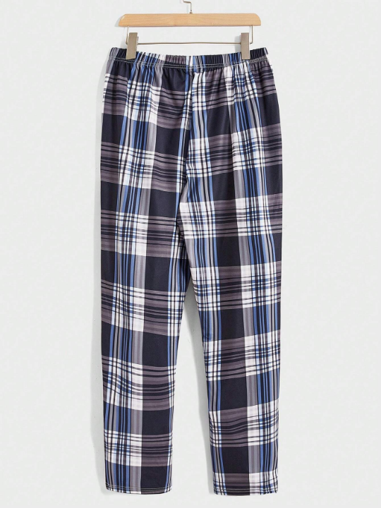 Men Slogan Graphic Tee & Plaid Pants PJ Set