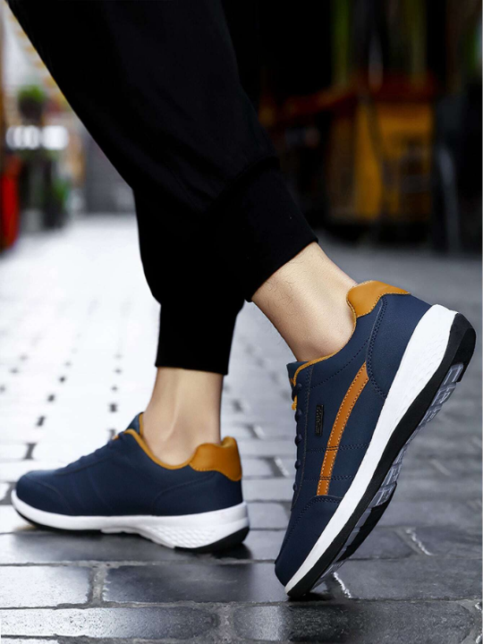 2024 New Teenagers' Running Shoes Fashionable Leather Surface Solid Color Flat Simple Sneakers College Style Outdoor Casual Shoes