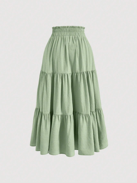 MOD Paperbag Waist Ruffle Hem Knot Front Skirt