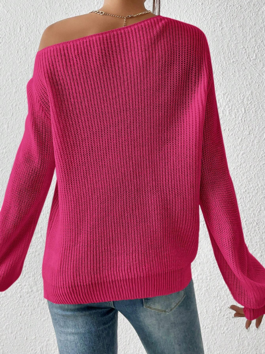 Essnce Solid Asymmetrical Neck Sweater