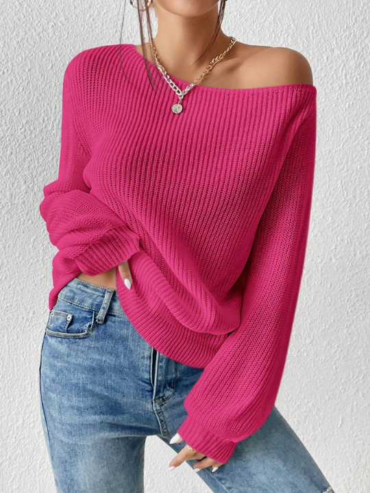 Essnce Solid Asymmetrical Neck Sweater